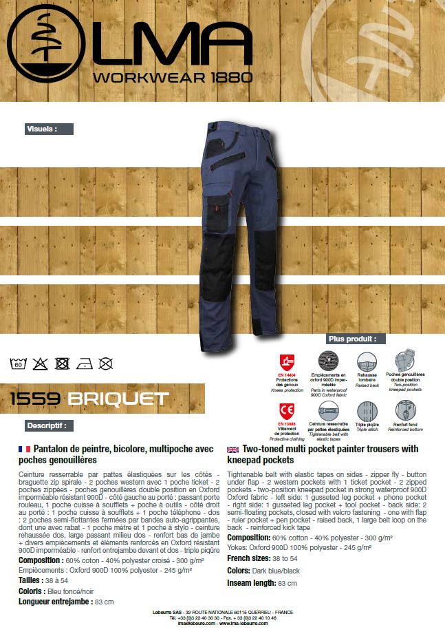LMA Workwear Briquet Two Tone Work Trousers with Kneepad Pockets