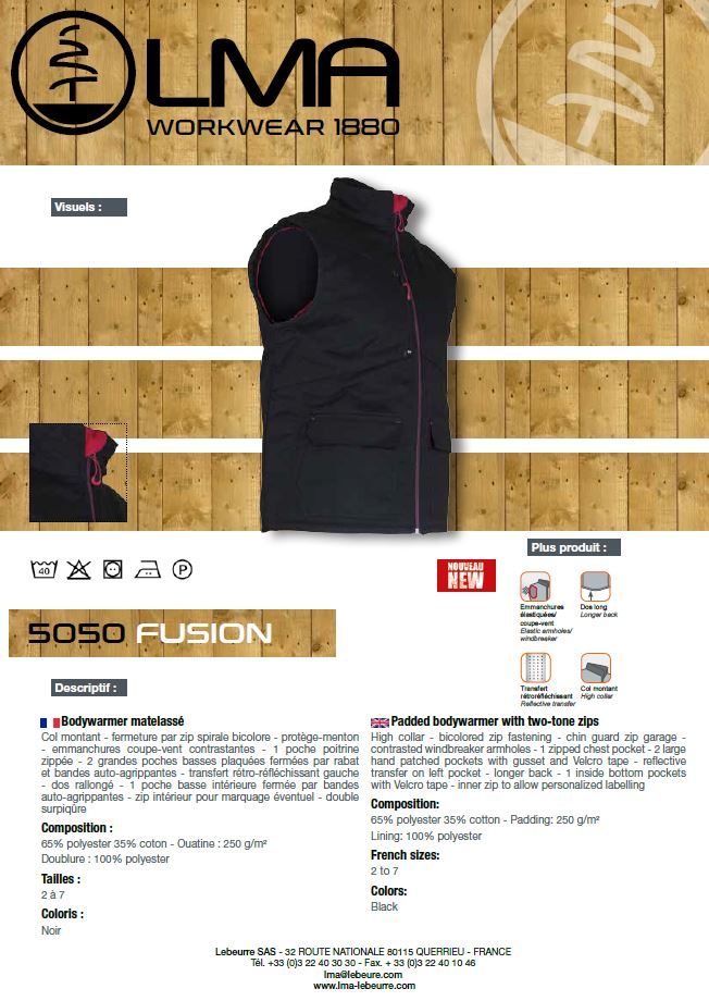 LMA Workwear Fusion Padded Bodywarmer Black